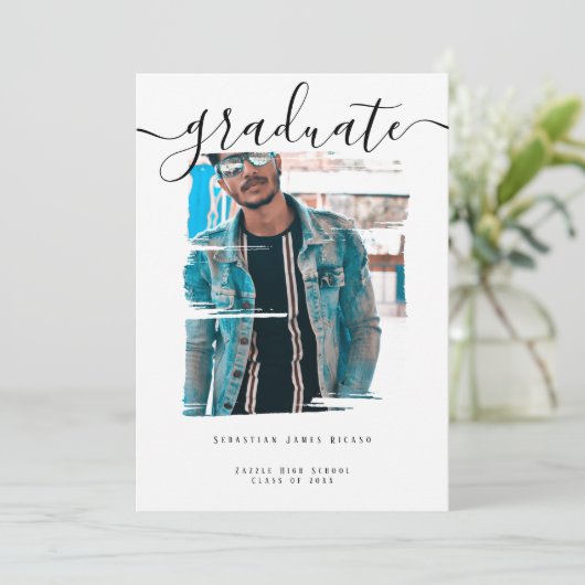 Typografie Foto aangepast Afstuderen Kaart (Staand voorkant)