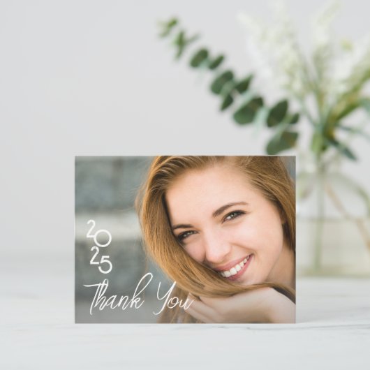 Typografie Foto Afstuderen Dank u Briefkaart (Staand voorkant)