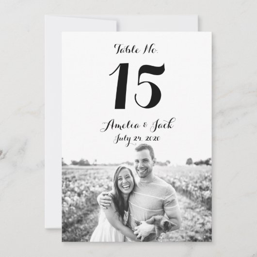 Typografie Foto Bruiloft Tafel Nummerkaart Kaart (Voorkant)