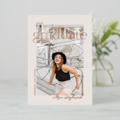 Typografie Foto Folie Afstudeer Uitnodiging (Staand Voorkant)