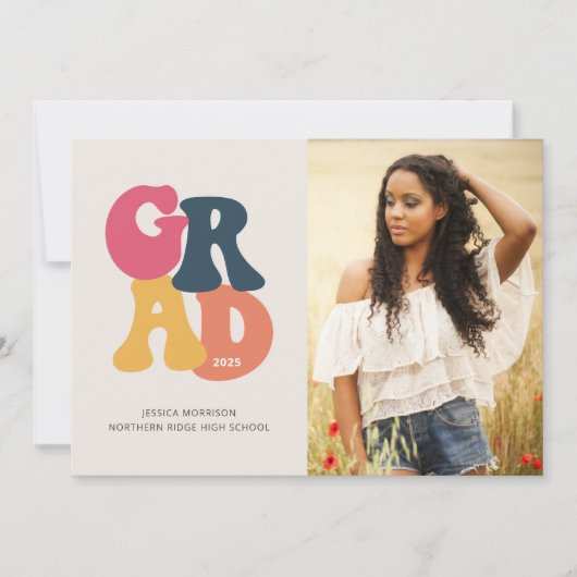  Typografie Foto Graduation Party uit de jaren zev Kaart (Voorkant)