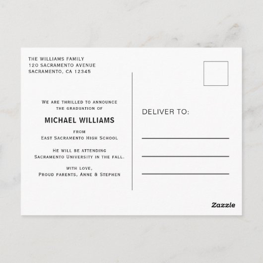 Typografie Foto Guy Afstuderen Aankondiging Briefkaart (Achterkant)