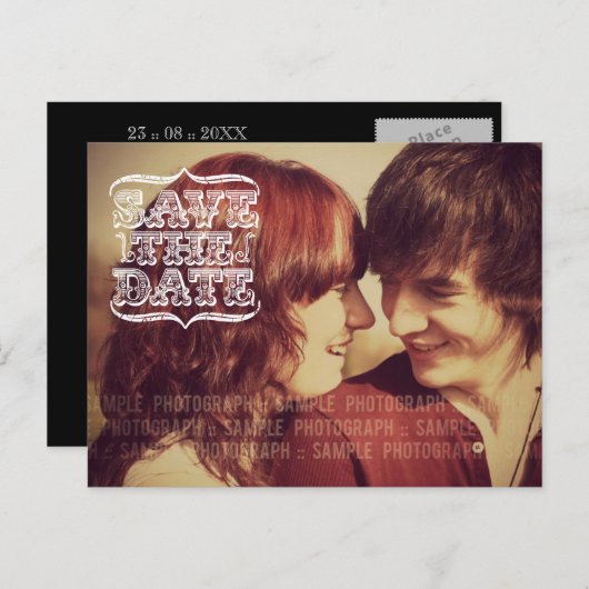  typografie Foto Opslaan van de datum Briefkaart (Voorkant / Achterkant)
