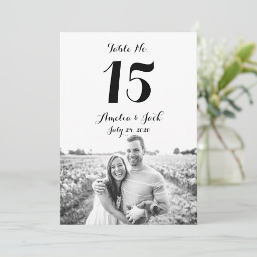 Typografie Foto Trouwtafel Nummer Kaart (Staand voorkant)