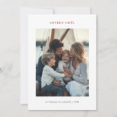 Typografie Franse Kerst Rode Joyeux Noël Foto Feestdagenkaart (Voorkant)