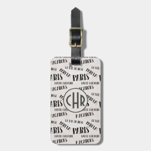 Typografie French Theme Monogram Parijs Parfum Bagagelabel
