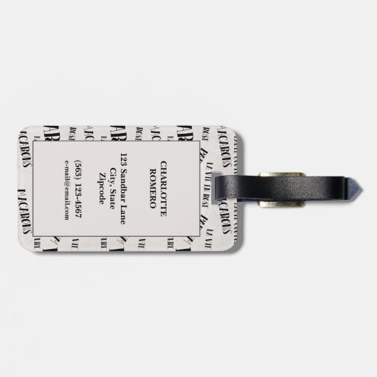 Typografie French Theme Monogram | Parijs | Parfum Bagagelabel (Achterkant horizontaal)