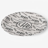 Typografie French Theme Monogram | Parijs | Parfum Papieren Bordje (Gekanteld)