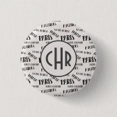 Typografie French Theme Monogram | Parijs | Parfum Ronde Button 3,2 Cm (Voorkant)