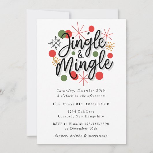 Typografie Fun Jingle en Mingle Christmas Party Kaart (Voorkant)
