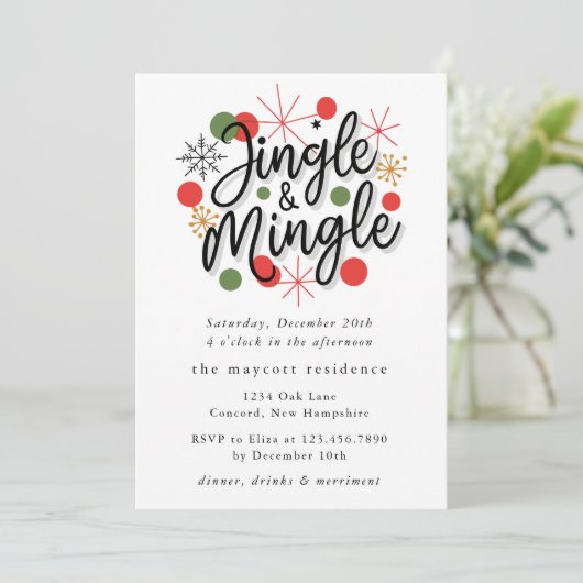 Typografie Fun Jingle en Mingle Christmas Party Kaart (Staand voorkant)