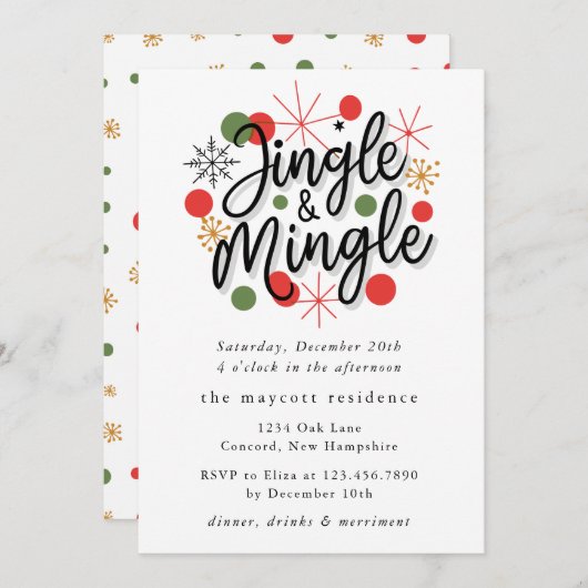 Typografie Fun Jingle en Mingle Christmas Party Kaart (Voorkant / Achterkant)