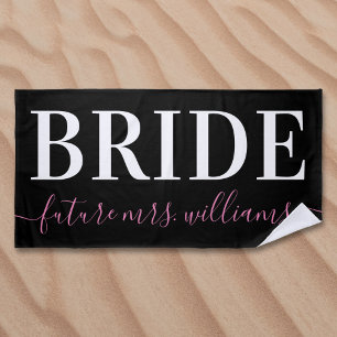 Typografie Future Mrs Bride Pink Black Strandlaken