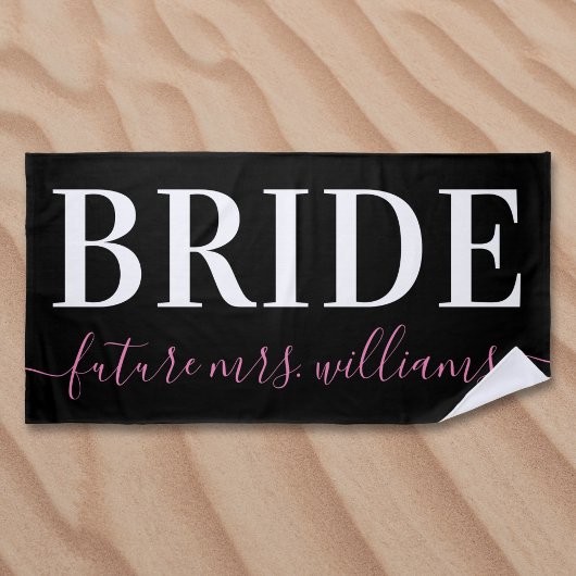 Typografie Future Mrs Bride Pink Black Strandlaken