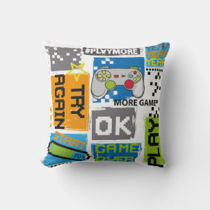 Typografie Game-pixelafdruk. Game-illustratie. bo Kussen