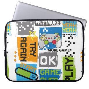 Typografie Game-pixelafdruk. Game-illustratie. bo Laptop Sleeve