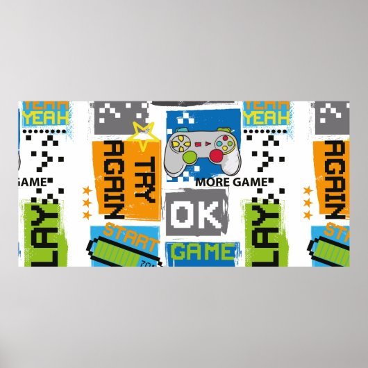 Typografie Game-pixelafdruk. Game-illustratie. bo Poster (Voorkant)