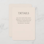 Typografie Gebogen Beige Bruiloft Details Informatiekaartje (Voorkant / Achterkant)