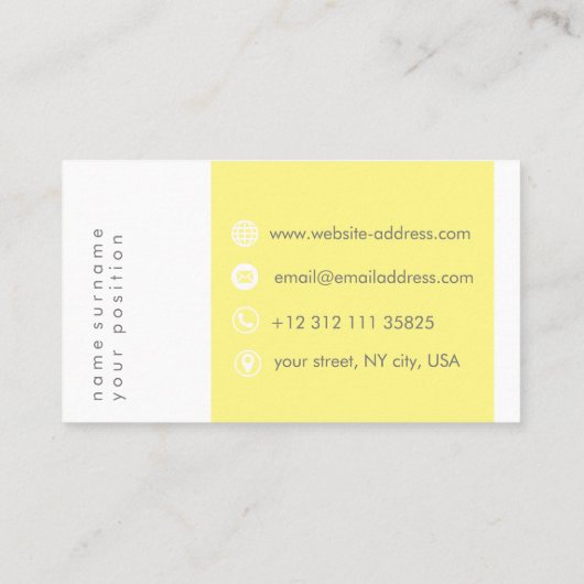 Typografie Geel Visitekaartje (Achterkant)