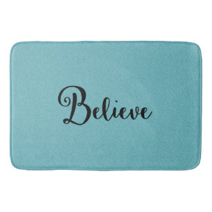 Typografie "Geloof" Black op blauw Bath Mat