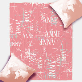 Typografie Girl Name Pattern Pink Fleece Blanket