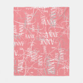 Typografie Girl Name Pattern Pink Fleece Blanket (Voorkant)