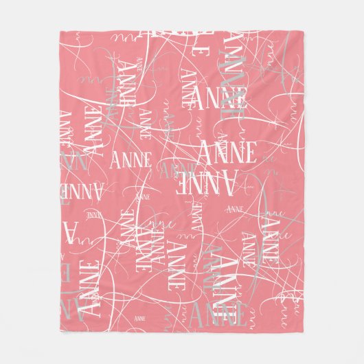 Typografie Girl Name Pattern Pink Fleece Blanket (Voorkant)
