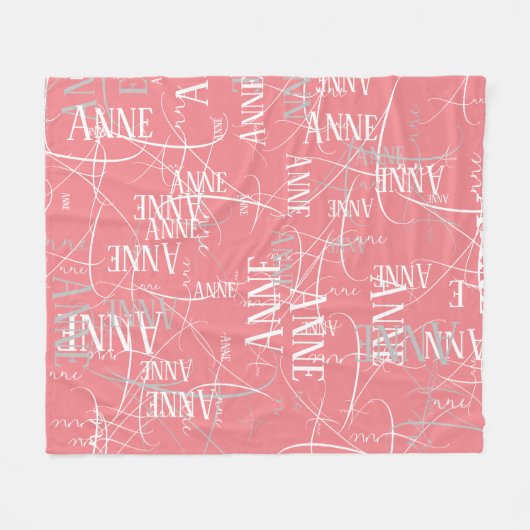Typografie Girl Name Pattern Pink Fleece Blanket (Voorkant (Horizontaal))