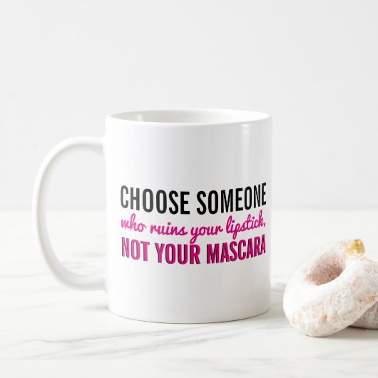 Typografie | Girly Quote Lipstick Mascara Makeup Koffiemok (Met donut)