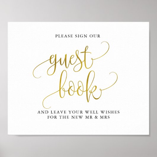 Typografie Gold bruiloft gastenboek Poster (Voorkant)