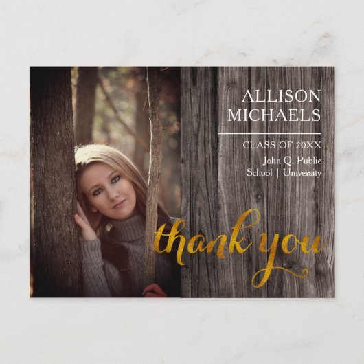 Typografie Gold | Hout 2023 Afstuderen Hartelijk d Briefkaart (Voorkant)