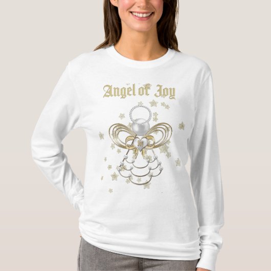 Typografie Gold kerstengel uit Joy & Stars T-shirt (Voorkant)