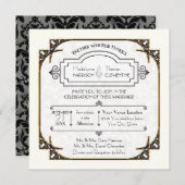 Typografie Gold Lijst Art Deco Great Gatsby Invite Kaart (Voorkant / Achterkant)