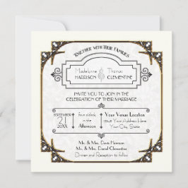 Typografie Gold Lijst Art Deco Great Gatsby Invite Kaart