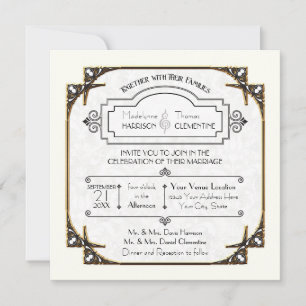 Typografie Gold Lijst Art Deco Great Gatsby Invite Kaart