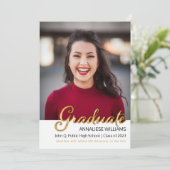 Typografie Gold Photo Afstuderen Aankondiging (Staand voorkant)