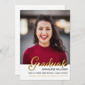 Typografie Gold Photo Afstuderen Aankondiging (Voorkant / Achterkant)