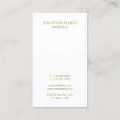 Typografie Gold Text Modern Elegant Verticaal Visitekaartje (Achterkant)