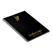 Typografie Goud Initiaal Monogram Naam Zwart Notitieboek (Rechterzijde)