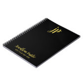 Typografie Goud Initiaal Monogram Naam Zwart Notitieboek (Linkerzijde)
