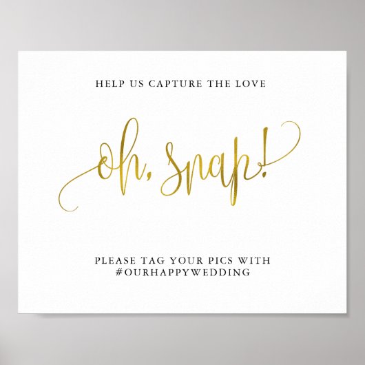 Typografie gouden bruiloft oh snap de liefde. poster (Voorkant)