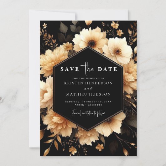 Typografie Gouden en Zwarte bruiloft Save The Date (Voorkant)