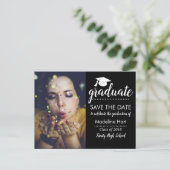 Typografie Graduation Party | De datumfoto opslaan Aankondigingskaart (Staand voorkant)