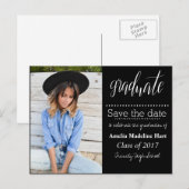 Typografie Graduation Party | De datumfoto opslaan Aankondigingskaart (Voorkant / Achterkant)