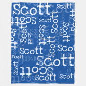 Typografie Graffiti Patroon Naam allover blauw Fleece Deken (Voorkant)