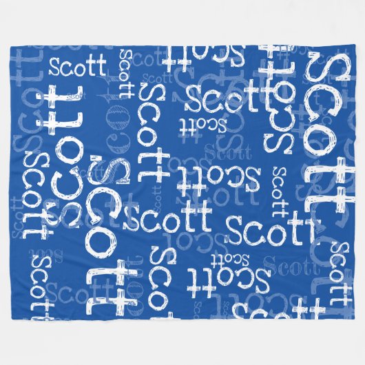 Typografie Graffiti Patroon Naam allover blauw Fleece Deken (Voorkant (Horizontaal))
