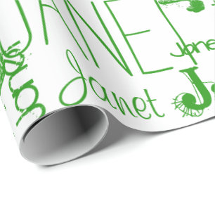 Typografie Green met persoonlijke naam Cadeaupapier