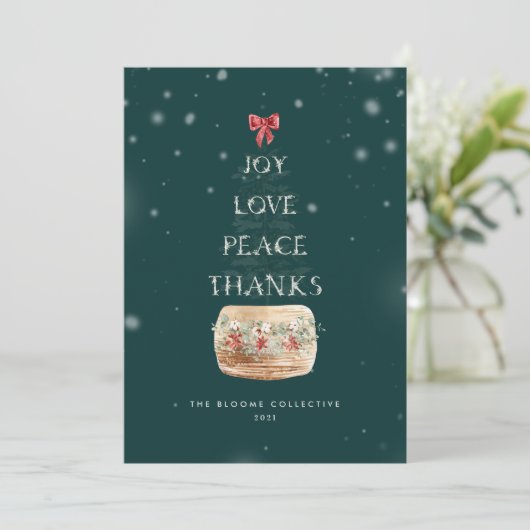 Typografie Green Silver-kerstboomsneeuw Feestdagenkaart (Staand voorkant)