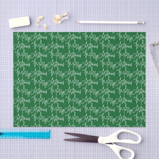 Typografie Groen Prettig Kerstfeest Tissuepapier (Craft)