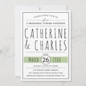 Typografie-groene trouwrepetitie dinaal kaart (Voorkant)